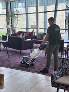 Very low moisture carpet cleaning in Hotel